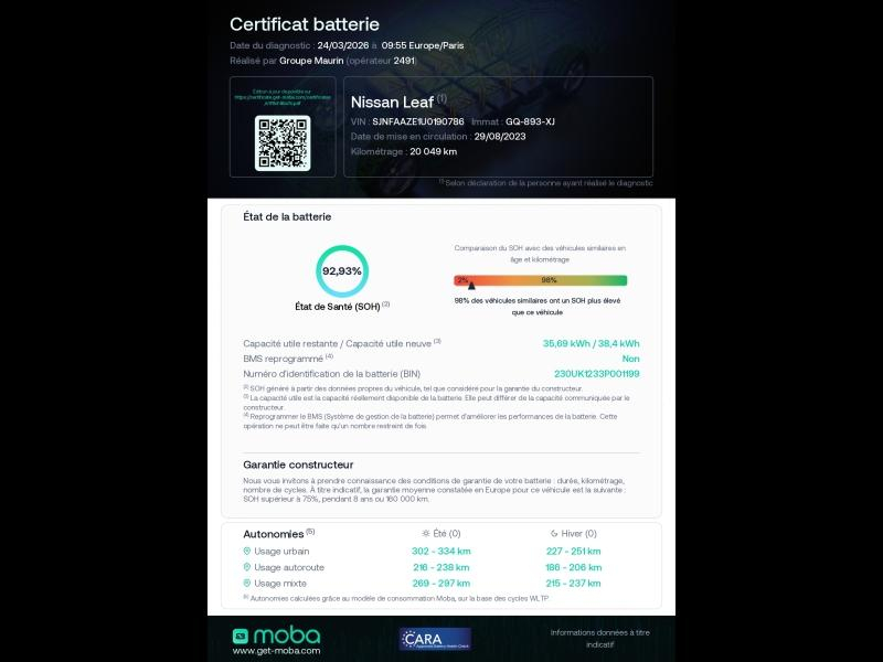 NISSAN Leaf d’occasion à vendre à AVIGNON chez MMC PROVENCE (Photo 3)